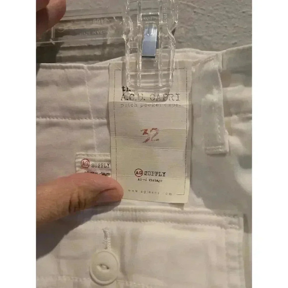 Adriano Goldschmied Women's White Capri Pants M Patch Pocket Casual - Picture 12 of 15